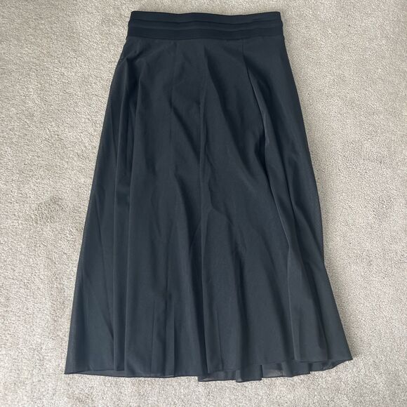 Halara Midi Skirt Medium Black High Waisted Drawstring Contrast Mesh Flowy NEW - Picture 6 of 6